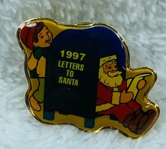 Hallmark Vintage 1997 Letter to Santa Post Mailbox Santa Little Boy Pin Tie Tack
