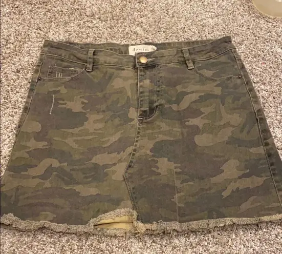 Camo Denim Skirt Green Size L