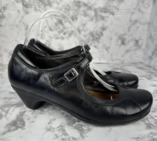NAOT Womens Low Heel Comfort Mary Jane Size 38/8 Black Leather Round Toe Minimal