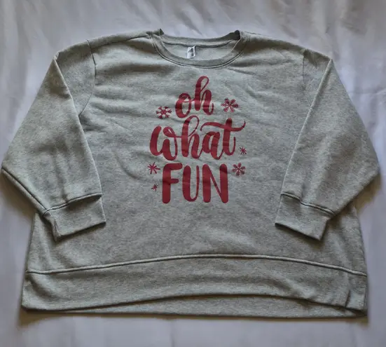 Plus Size 3X “Oh What Fun” Christmas Sweatshirt – Gray Holiday Pullover