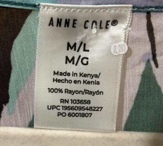 Anne cole Coverup Womens Medium Large Multicolor Tropical Tunic Pullover Swim