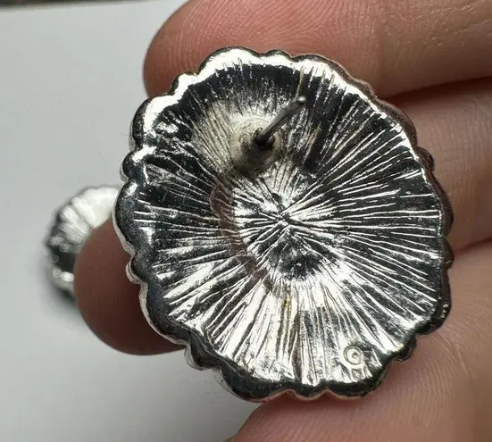 Avon Silver Tone & Blue Turquoise Color Pierced Earrings