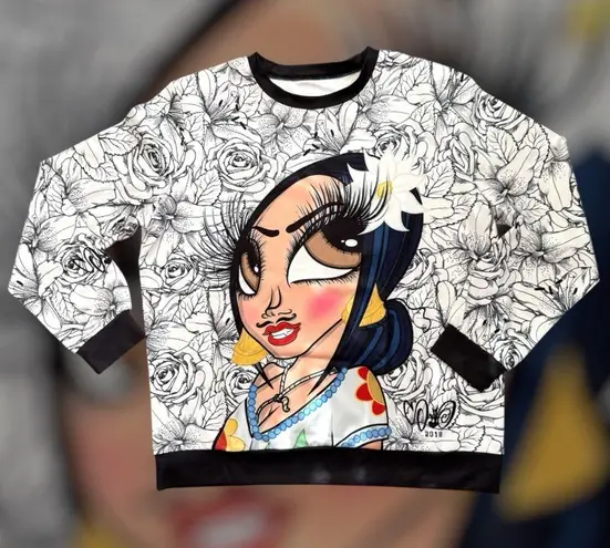 SANDONER 2018 limited edition graphic pullover top, RARE, plus size 2XL/3XL White