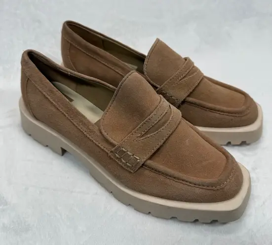 Dolce Vita Suede Loafers Lug Sole Square Toe Slip On Shoes Comfort Casual Brown Size 8.5