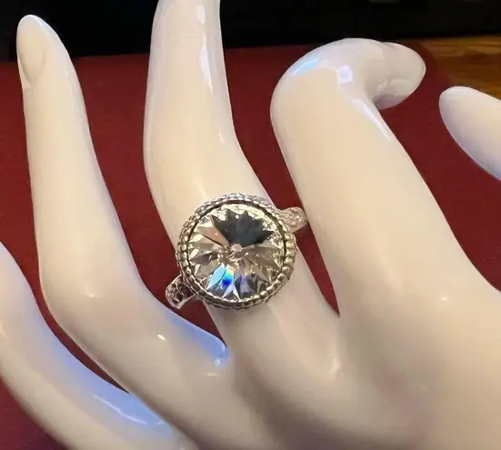 Handcrafted sparkly ring made with Swarovski crystal adjustable fit Silver