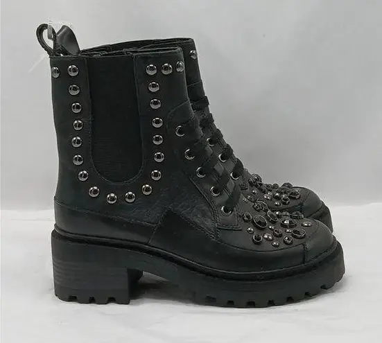Karl Lagerfeld Breck Chelsea Combat Boots Women Size 6M Black Leather Biker Goth