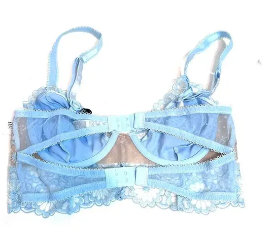 For Love & Lemons NWT  Small daisy lace long line Bra sky blue