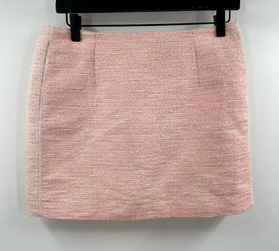 Aritzia Wilfred Pale Pink Preppy Exposed Zipper Tweed Mini Skirt Size 6