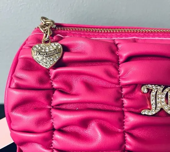 Juicy Couture  Pink Flash Run the World Shoulder Barrel Bag Ruched Faux Leather‌