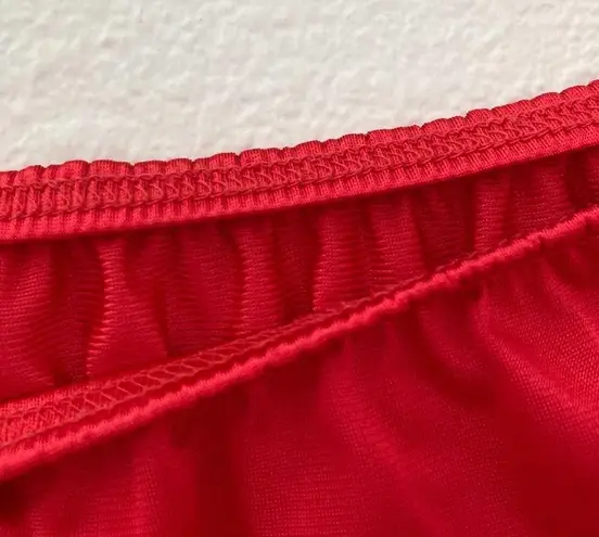 Vintage 70s Nylon Lingerie Skirt Slip Red Size M