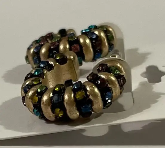 NWT Mia's Mirror Multicolor Gemstone Gold Hoop Earrings