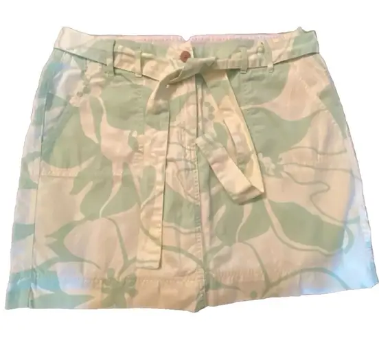 Lands’ End Women’s 12P Green Floral Cotton Skort Golf Tennis Walking Twill skirt