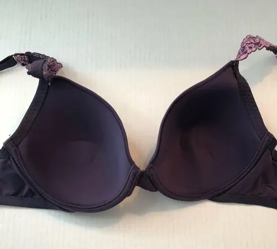 Natori  Bra Lace Body Underwire Bra in Purple Sz 34C GUC Lace Floral Straps