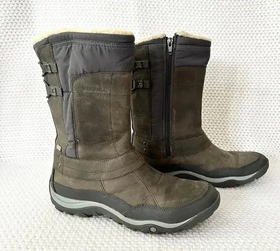 Merrell Grey Pewter Mid Calf Murren Waterproof Hiking Zip Boots Lined 10 J02165