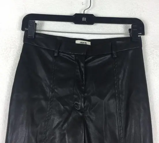 Jason Wu Black Vegan Leather Split Hem Trouser Pants Small