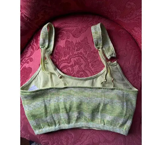 Aerie Stylish Green Ribbed Crop Top with Adjustable Straps Size undefined