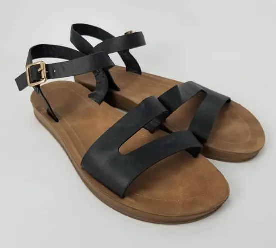 Rouge Helium Womens Ankle Strap Sandals Black Cut Out Adjustable Buckle Size 9