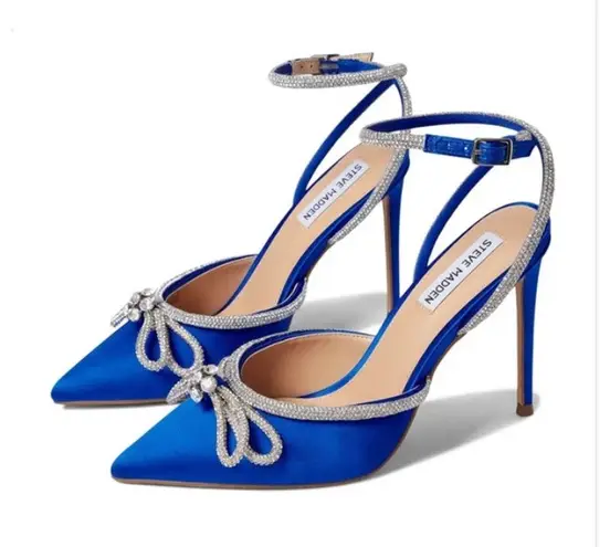 Steve Madden  Viable Heels Cobalt Blue Rhinestones Bow Design Size 6.5 NIB Dressy - Image 1