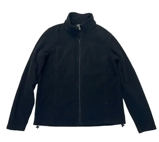 Natural Reflections Fleece Jacket Size Medium Black full zip mock neck