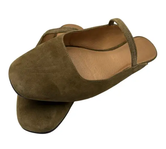 Madewell The Greta Ballet Flat Mule in Spiced Olive Suede Green Size 9.5