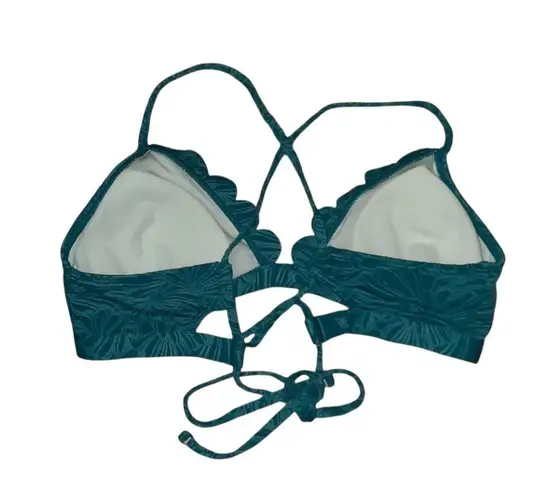 Teal Floral Bikini Top Size Medium Blue