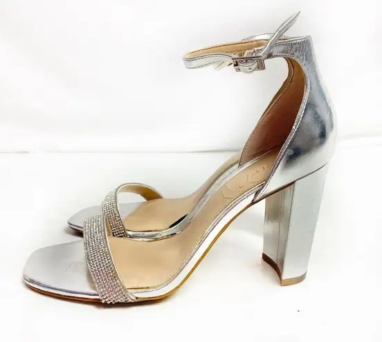 Badgley Mischka Jewel Silver Rhinestone Heels Shoes Size 8.5