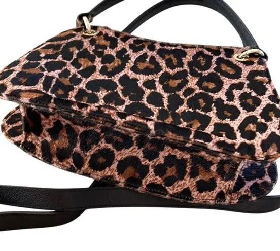Phialebel Womens Leopard Faux Fur Double Handle Crossbody Bag Multicolor Black