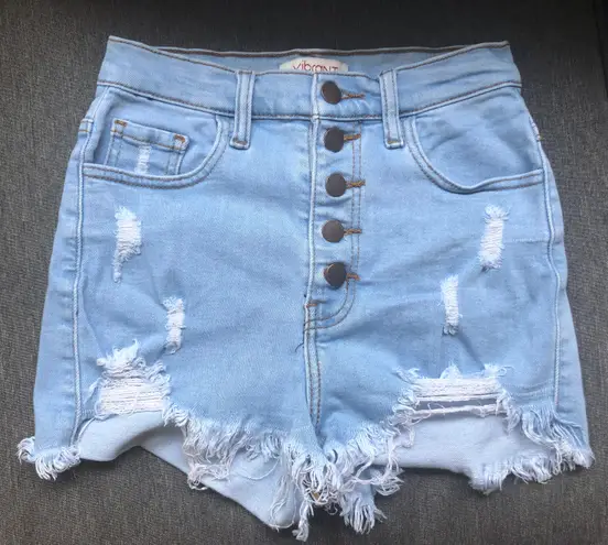 Vibrant .I.U Distressed Denim Shorts