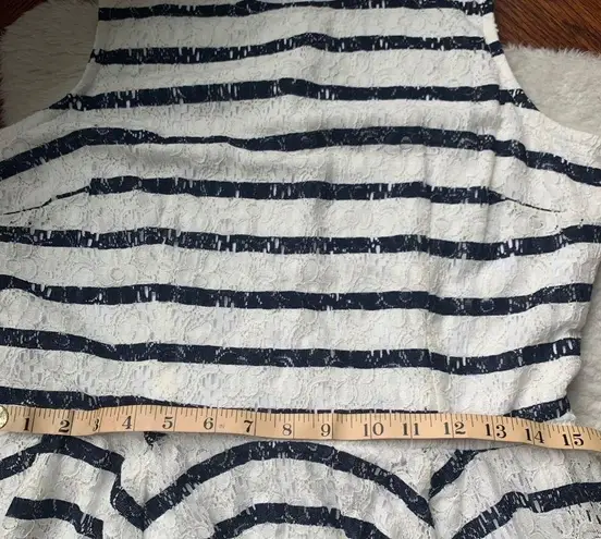 Maison Jules Black & White Striped Lace Fit & Flare Dress SZ M