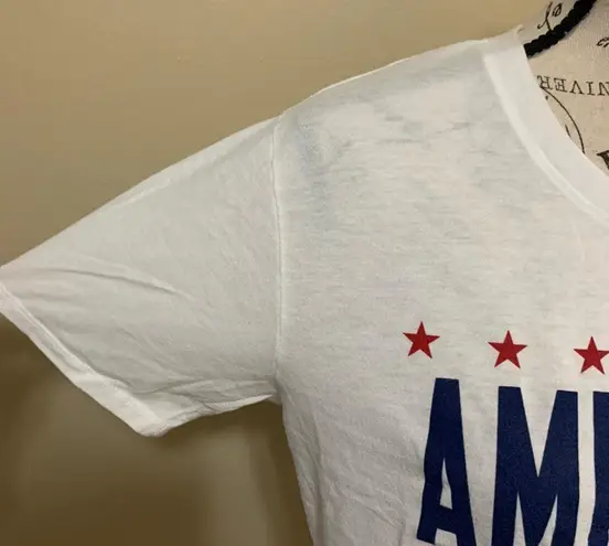 City Streets “America” Tie Front White Crop Top