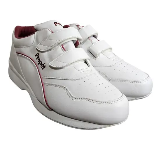 Propet Tour Walker Strap Shoes White/Berry Leather Hook & Loop Women’s Size 10 White