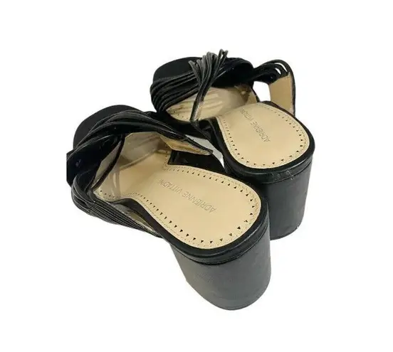 Adrienne Vittadini Annalee Sandals Sz 8.5 Black Slip On Open Toe Block Heel