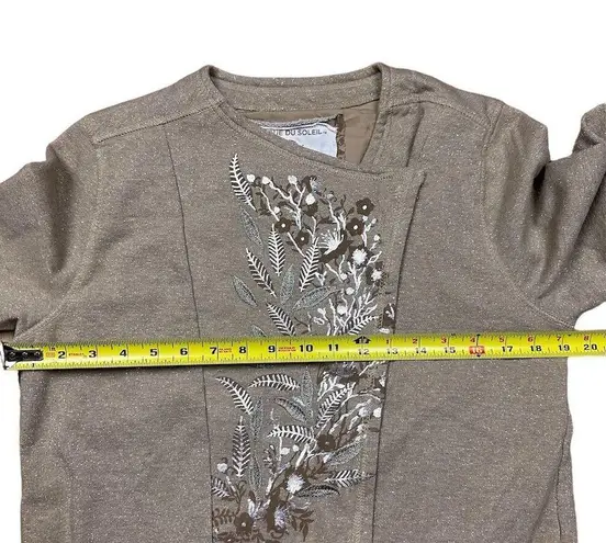 Cirque Du Soleil Women's Beige Gold Shimmer Asymmetrical Zip Jacket Size M Tan Size M