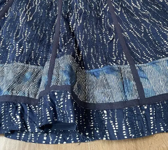 Coldwater Creek Blue midi length skirt ~ embroidery boho bohemian artsy ~ size L