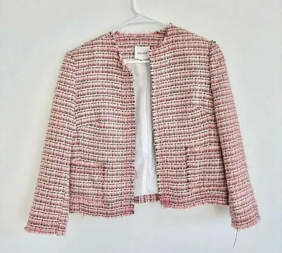 Walter Baker Walter Pink Plaid Tweed Cropped Blazer
