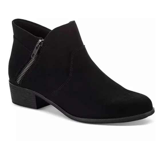 Sun + Stone Adelinee Double Zip Ankle Booties in Black, Size 7 Black