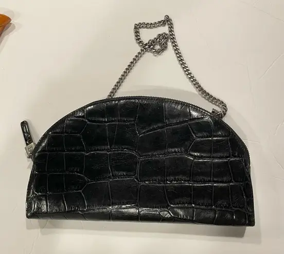 Eric Javitz New York old money black leather half moon on a chain mini bag