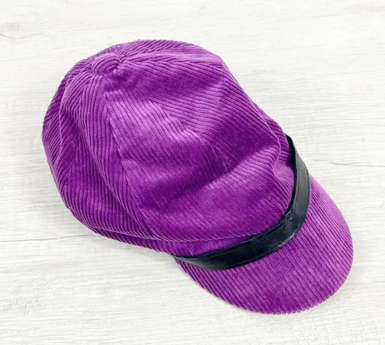 LRL Lauren Ralph Lauren Purple Corduroy Women's Newboy Cabbie Hat OS Y2K 90s