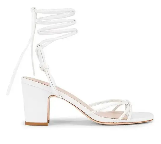 LPA Nicolo Low Heels in White Leather 9.5 New Womens sandals