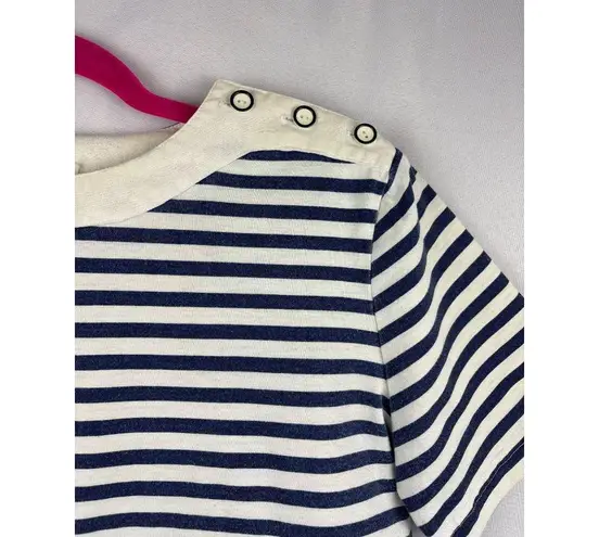 Byer California Vintage Nautical Striped Crop Top With Button Detail Large Cotto - Image 3