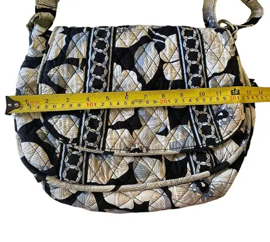 Vera Bradley  Black Floral Crossbody Messenger Purse Wallet Set