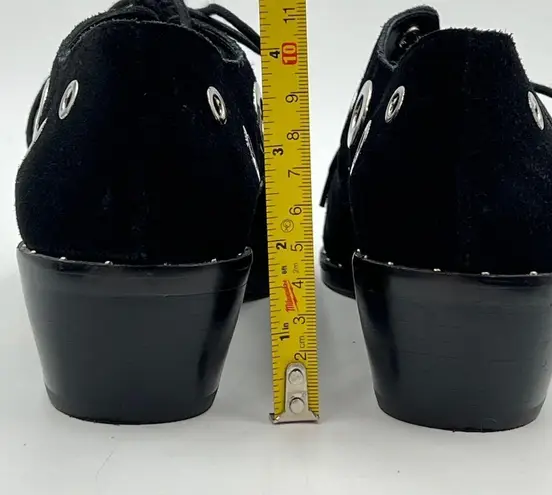 Lord & Taylor 424 Fifth Suede Leather Oxford Rose Black Grommet Details Punk Size 9