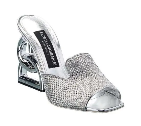 Dolce & Gabbana DG-Heel Gemstone-Embellished Mules Size 40 NEW + Box + Dust Bag