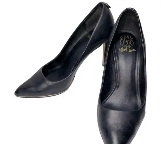 Elliott Lucca Women’s Size 8 Black Leather Catalina Pointy Toe Pumps Heels