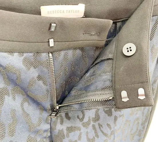 Rebecca Taylor Leopard Print Brocade Pants Navy