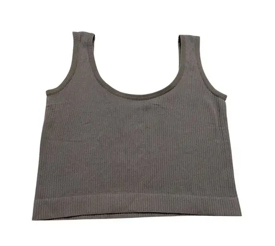 Coqq Wide Strap Ribbed Crop Top Tank Top Sexy Lounge Casual Everyday Gray