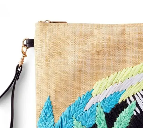 Abstract Botanical Embroidered Clutch