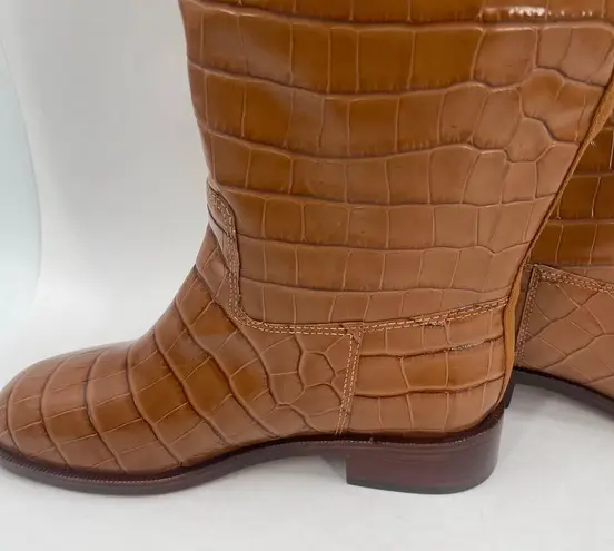 Schutz Boots Terrance Up Size 6.5 NEW Leather Crocodile Tall Embossed NWOT