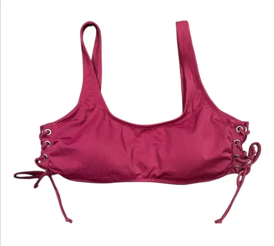 California Waves Wine Lace Up Back Hook Bikini Top Beach Swim Juniors size XL