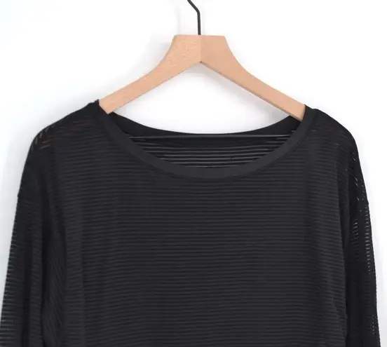 Lululemon  Lean In Long Sleeve Top Running Sheer Mesh Stripe Black Women's S